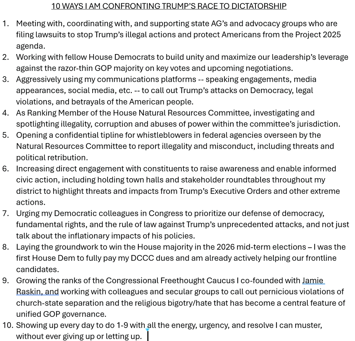 Folks:  I understand your fear and exasperation and why so many of you are demanding that Democrats "DO SOMETHING" to stop Trump.  I want you to know this Democrat is doing everything he can think of to meet this moment and make a difference.  If you have better ideas, I'm all