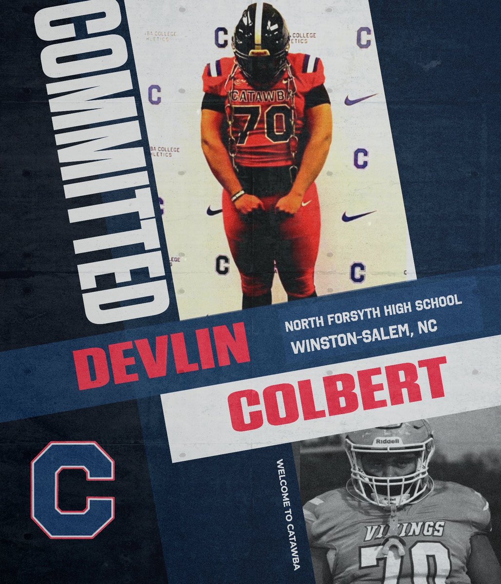 DevlinColbert70's tweet image. Blessed to Announce that I’m 110% Committed‼️❤️💙🔒@CatawbaFootball @tyhaines16 @BernardNFHS @SportsTalk336 @BuckGre3n @NCFootballNews @CoachTae_4 @therealjmoney57 @DavidPayne_21 @Coach_BCollins @Northforsythfo1