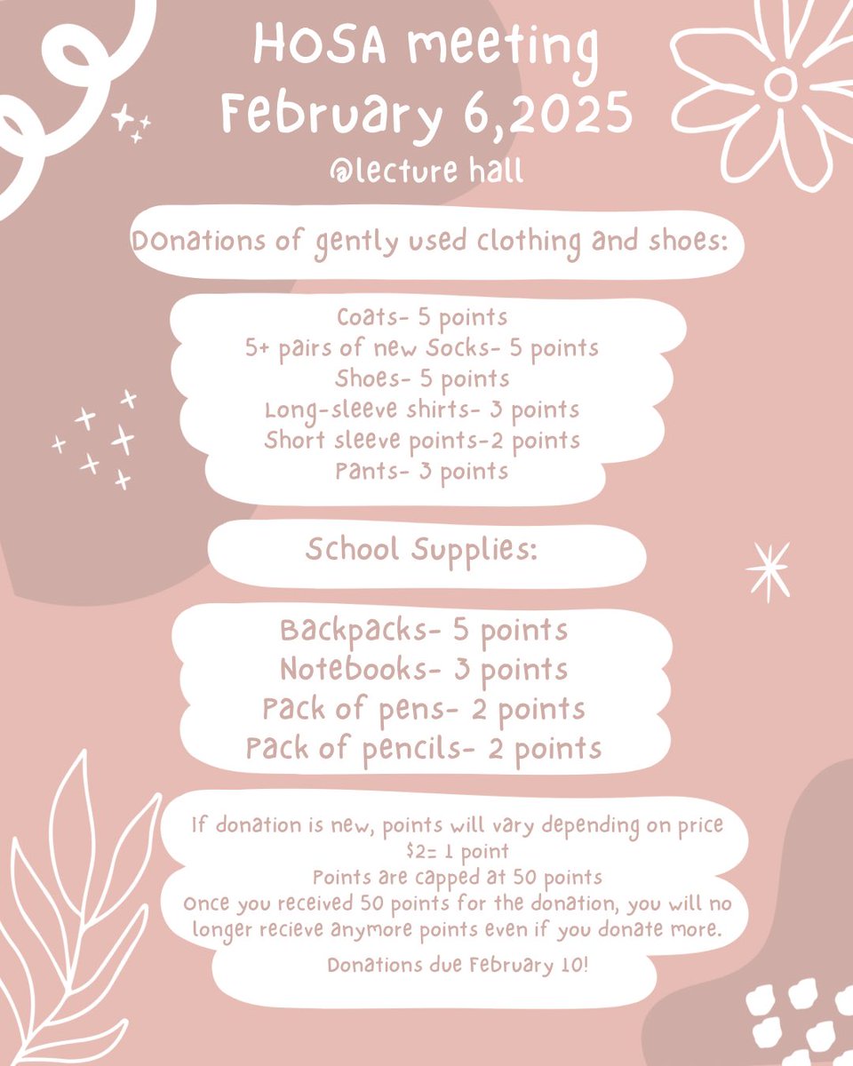 This is an amazing opportunity to gain points for the upcoming field trip and cords!! Donations are due February 10!!😁😁 <a href="/stewartscreekhs/">Stewarts Creek High School</a> <a href="/RuCoCTE/">RuCo CTE</a>