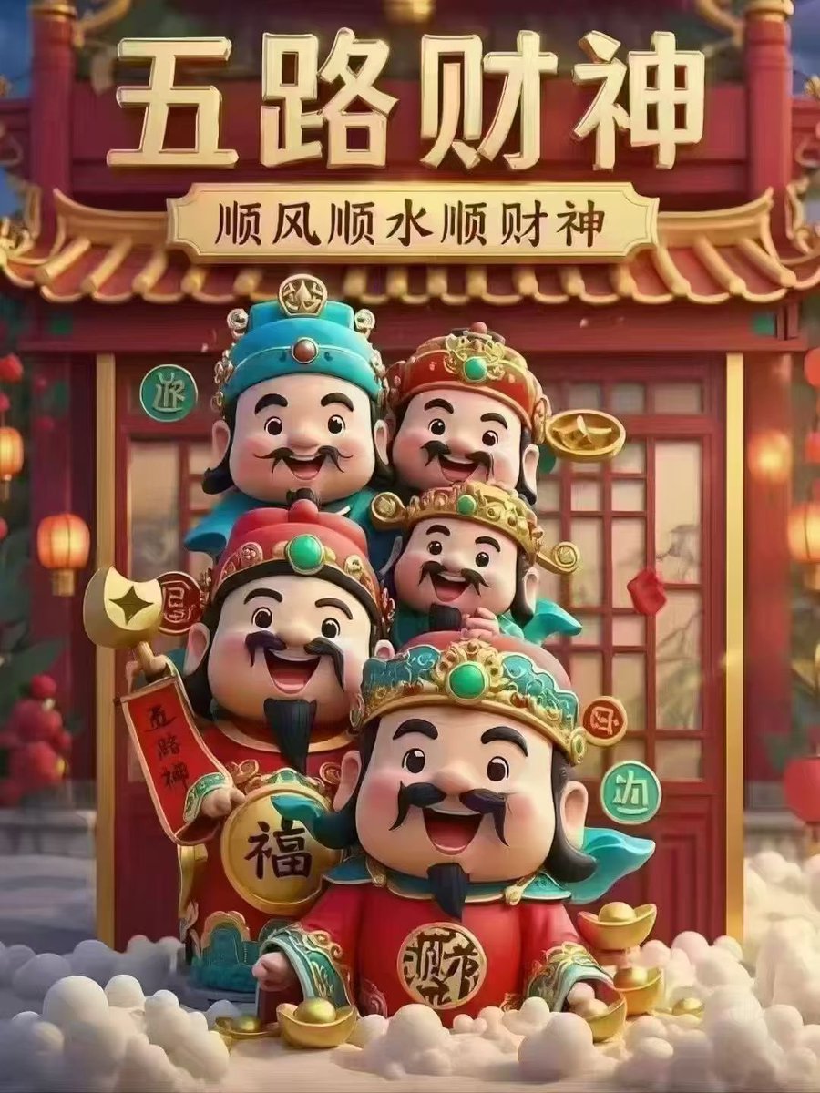 Wu103's tweet photo. ✨ 初五接财神，财源滚滚来！ ✨

金龙送福，财神驾���！愿您财运亨通、财源广进，事业腾飞，生意兴隆！大财小财不断进，幸福美满永相随！接财神，纳鸿运，新的一年步步高升，福气满满！

恭喜发财，财运亨通！
#恭喜发财 #财神 #GongXiFaCai https://t.co/WmWOeeGZyr