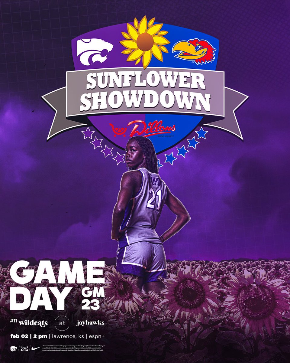 KStateWBB's tweet photo. 🌻 SUNFLOWER SHOWDOWN 🌻

🆚  KU
📍 Allen Fieldhouse | 2:00 PM CT
📺 https://t.co/zR3pdorAvc | ESPN+
📊 https://t.co/0AR0NeyIxx
🎙️ https://t.co/ciLquS53ji https://t.co/zHB8HpHeRF