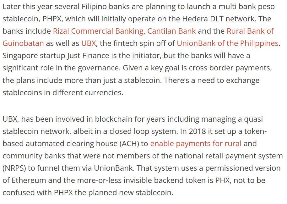 Real_Crypto_X's tweet image. #Hedera is nicely positioned. It&apos;s a US based Crypto but Hedera has a lot of interactions around the world in emerging markets. These countries certainly have more interest in CBDC&apos;s than the US where it 100% wont happen with Trump. The Phillipines angle certainly has legs! #PHPX