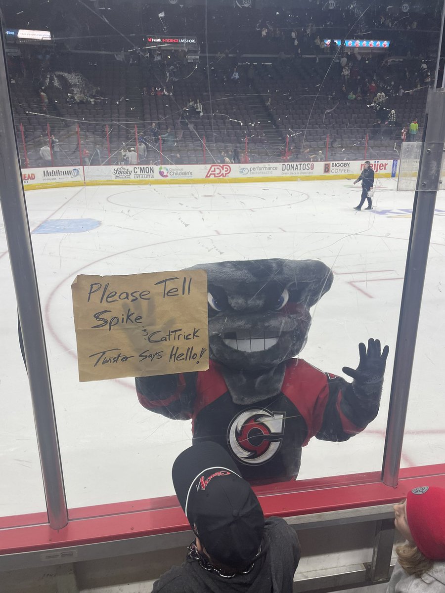 elinewidman's tweet photo. Road trip to see the @ToledoWalleye beat the Cyclones in OT! Twister wanted me to send a message to Spike and CarTrick! https://t.co/2w49PNhrGy