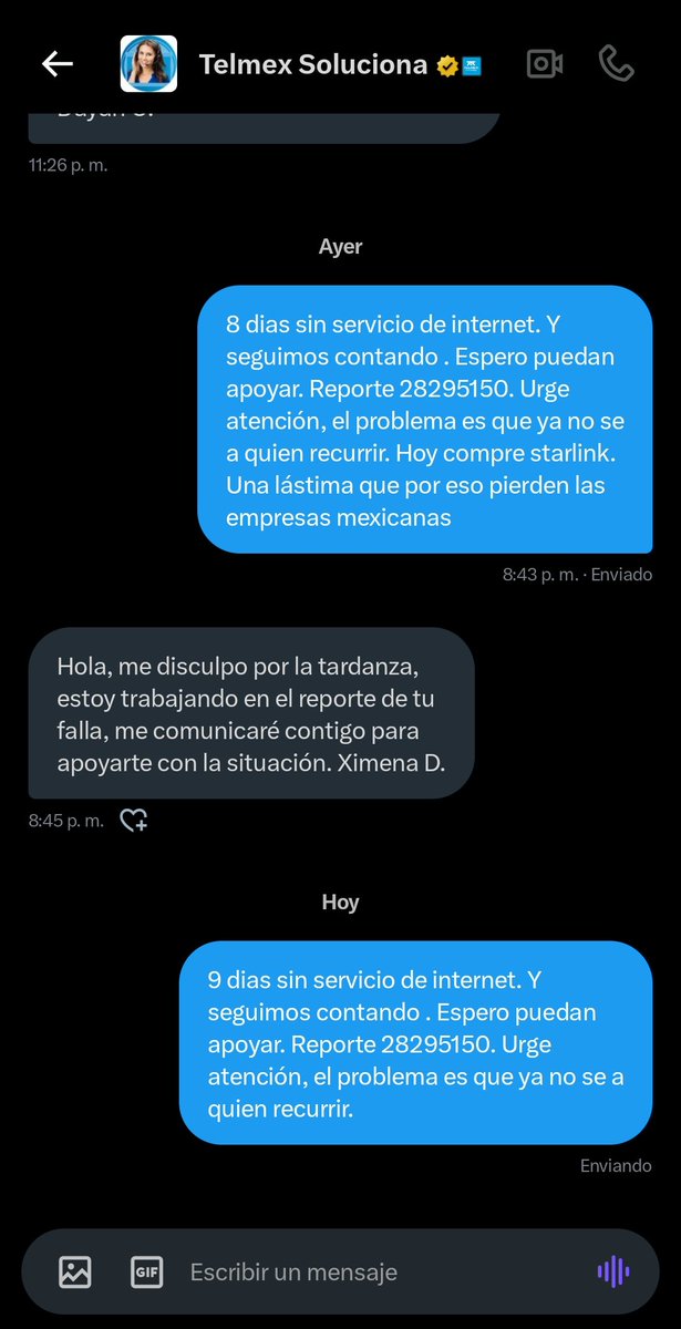 alexmty2016's tweet photo. @TELMEXSoluciona Mejor compren la antena de STARLINK, yo llevo 10 dias y sigo sin internet https://t.co/suFvGdfxMx
