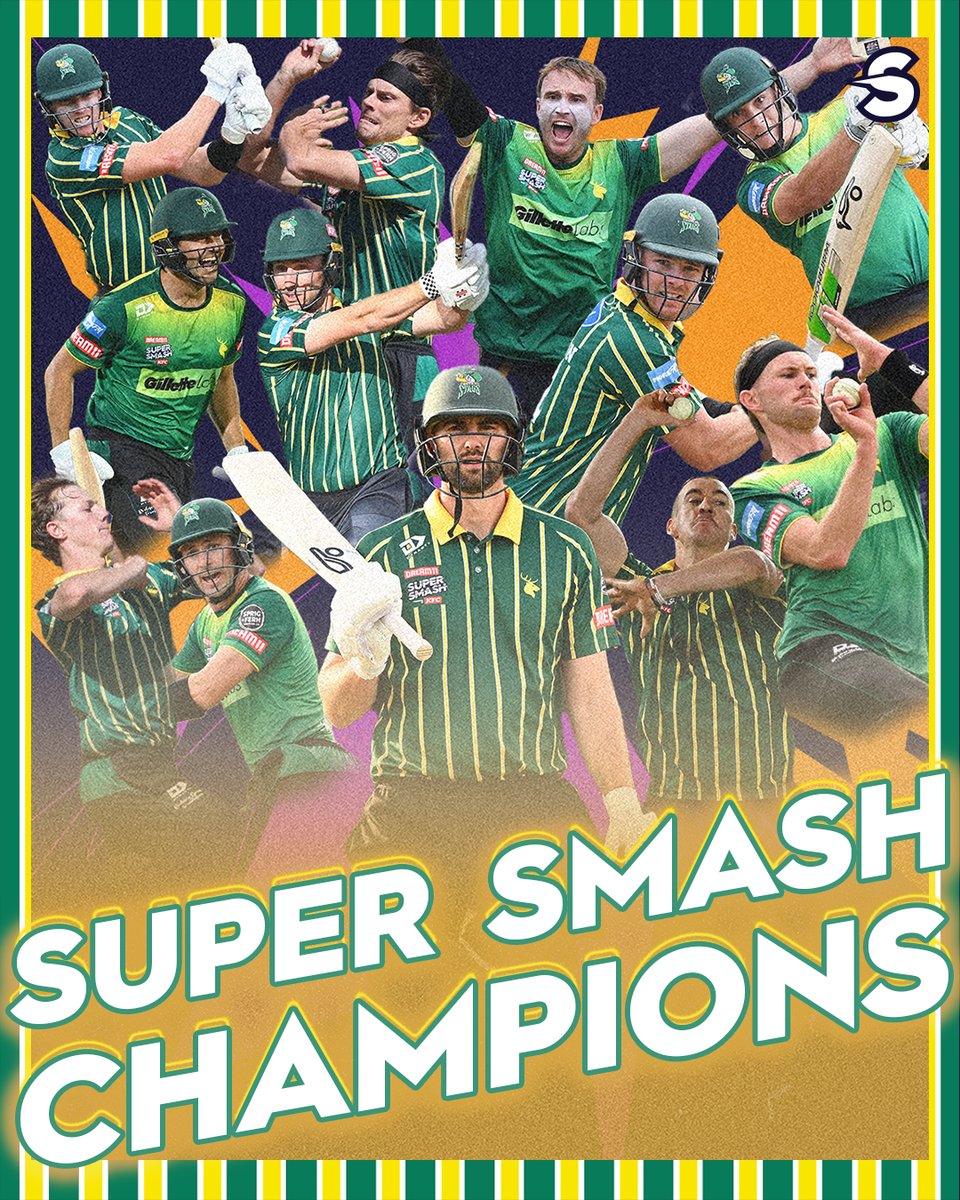 STAGS ARE MEN'S CHAMPIONS 🦌

A clinical performance by the men in green, as a 6-wicket win secures their first title since 2018/19!

Catch up on all scores 🔗 on.nzc.nz/4hF2YVR

📷=@photosportnz 

#SuperSmashNZ #Cricket #cricketnation