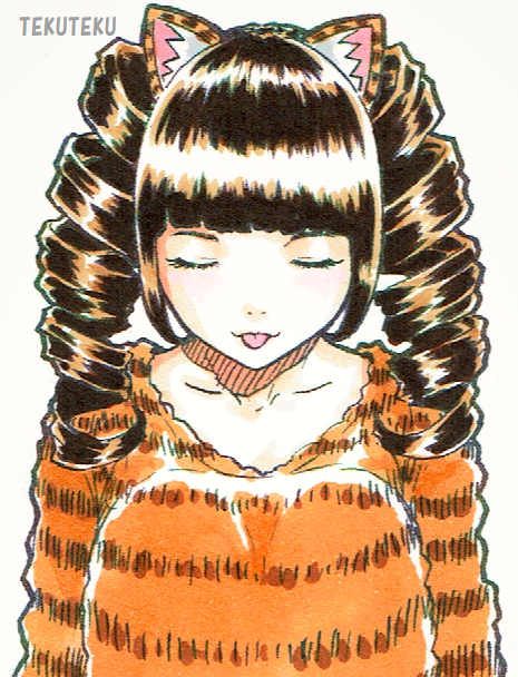 「#ツインテールの日 寄りにゃアイドルさんの集合写真なんかでも目をつぶるのが流行っ」|TEKUTEKUのイラスト
