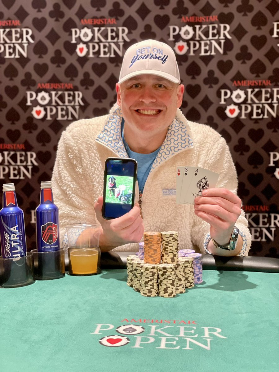 DeucesElite's tweet photo. Jeffrey Copeland @copelandpoker is back from the south and took first place in Event #13 $250 Super Stack @AmeristarSC
Congratulations Jeff and run well tomorrow!
#WinnerTakesAll #GottaKnowWhenToFoldEm #AmeristarPokerOpen2025 https://t.co/LWaKw8puGU