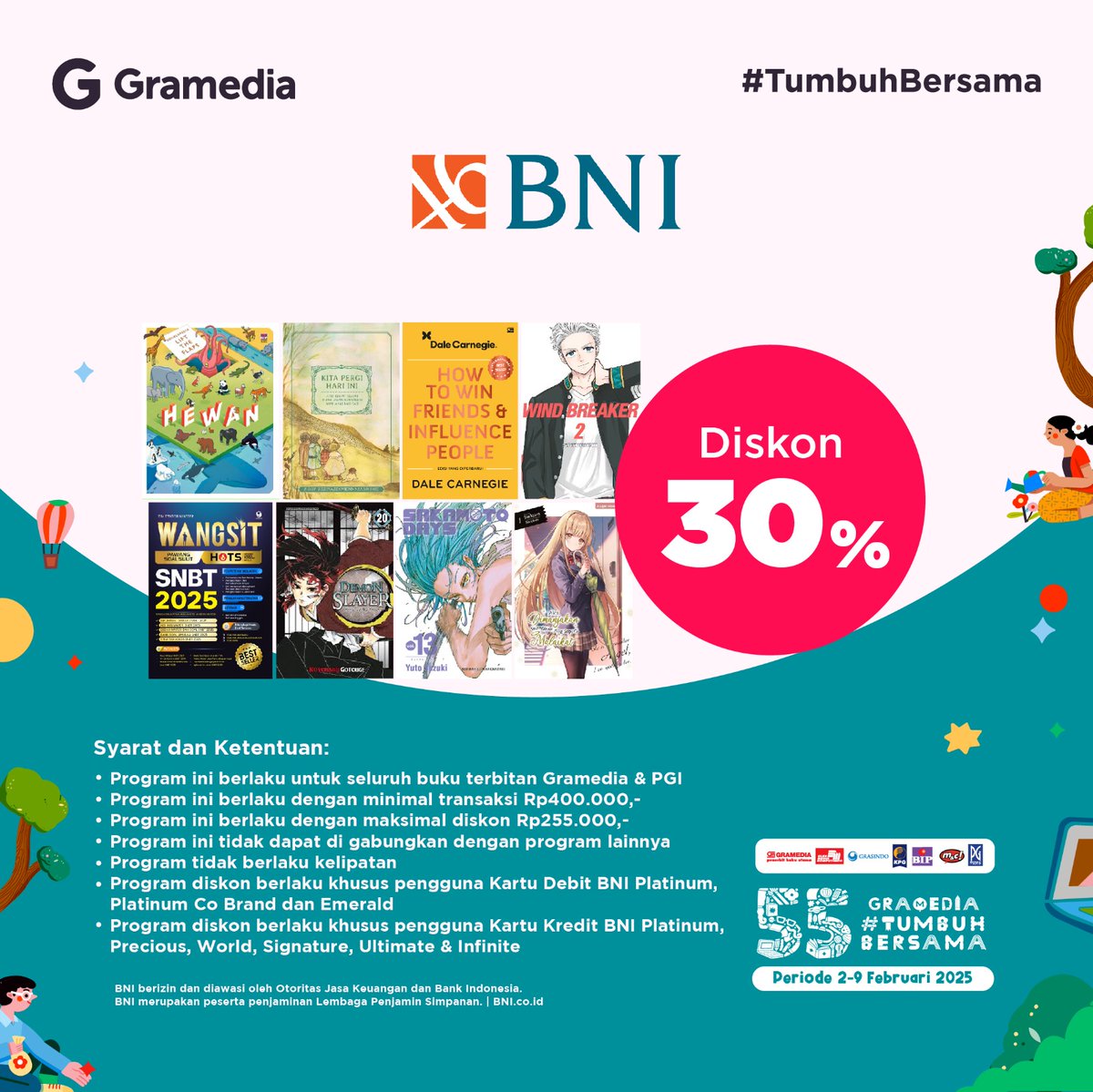 Gramed_Sukabumi's tweet image. Belanjakan Card BNI mu ke Gramedia Sukabumi😁😍..
Diskon 30% ..setiap kalian belanja buku terbitan gramedia!..

Syarat dan ketentuan berlaku ya ..

Periode 2 Februari - 9 Februari 2025
#Promobank #bni #Gramediasukabumi #gramediapromo #tumbuhbersama #lebihdekat #lebihceria