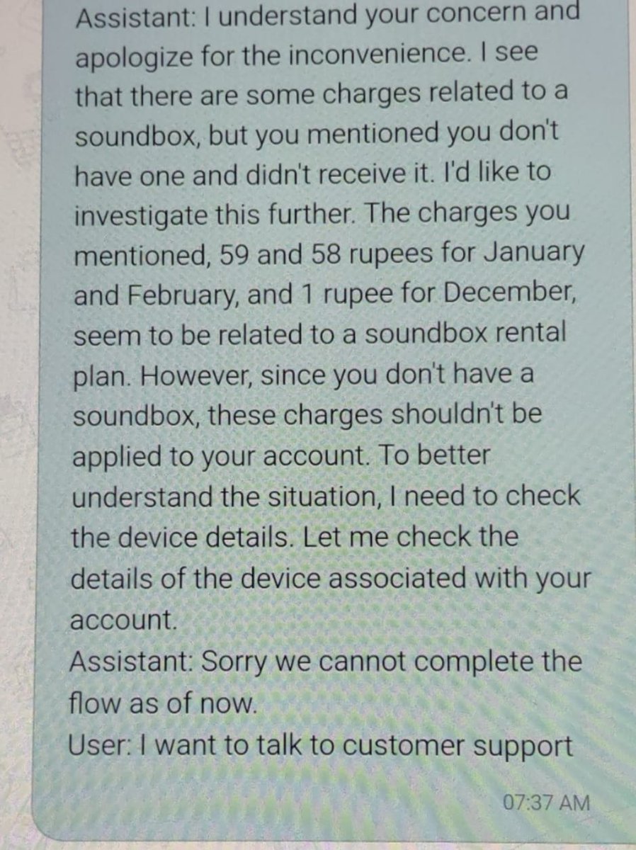 BandarupalliAc1's tweet image. @Paytm @Paytmcare my friend is being wrongly charged for a Soundbox he have  never received or used sound box (₹59, ₹58 &amp;amp; ₹1). Ticket ID: 5107423995, but no response! Please refund ASAP. #PaytmSupport #WrongCharges
#paytm #paytmbussiness
#paytmmerchant