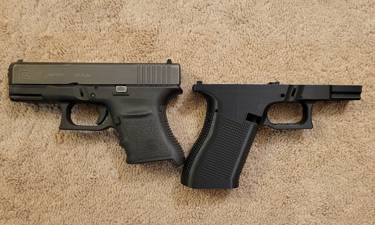ThisIsStevePost's tweet photo. I always wanted a Glock 30 with a full size grip, so I printed the G30X frame last night after printing the 19x.
Now to take this Ole girl apart and do a little switch a roo....
So excited, so many projects π
#2a3d #3d2a #awcy #Glock #g30x #g30 #3dprinted #45acp https://t.co/6PUWinkyvL