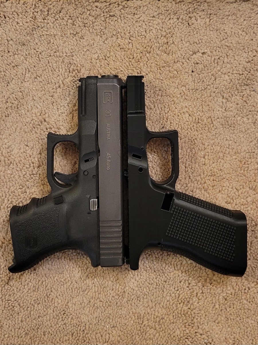 ThisIsStevePost's tweet photo. I always wanted a Glock 30 with a full size grip, so I printed the G30X frame last night after printing the 19x.
Now to take this Ole girl apart and do a little switch a roo....
So excited, so many projects π
#2a3d #3d2a #awcy #Glock #g30x #g30 #3dprinted #45acp https://t.co/6PUWinkyvL