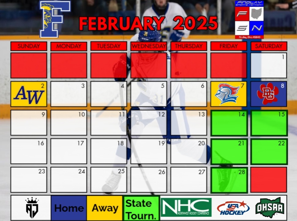 Final Push: The <a href="/FHSTrojanHockey/">Findlay Trojan Hockey</a> February 2025 Schedule.
<a href="/BCSNsports/">BCSN</a> <a href="/toledosports/">Blade Sports</a> <a href="/WOSNScores/">WOSN Sports</a> <a href="/limascores/">LimaScores.com</a> <a href="/FindlayCourier/">The Findlay Courier</a> <a href="/WFINradio/">WFIN News</a>
<a href="/Zachthewriter/">Zach Baker</a> <a href="/JoshuaMorgret/">Joshua Morgret</a> <a href="/StateSportsNet/">Stateline Sports Net</a> <a href="/sentineltribune/">Sentinel-Tribune</a> <a href="/nwhockeyconf/">NHC</a> <a href="/usahockey/">USA Hockey</a> <a href="/OHSAASports/">OHSAA Sports</a> <a href="/MYHockeyRanking/">MYHockey Rankings</a>