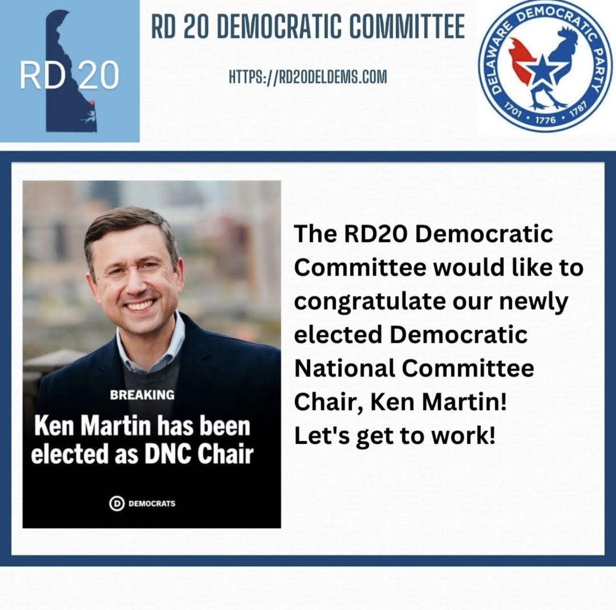 Steve_Leraris's tweet photo. RD20 Democratic Committee (Lewes &amp; Milton Delaware) #netde #dnc @DelSussex @Deldems @DEStonewall @LWVDE @CapeGazette @TheDemocrats https://t.co/IBxrDFmyI3