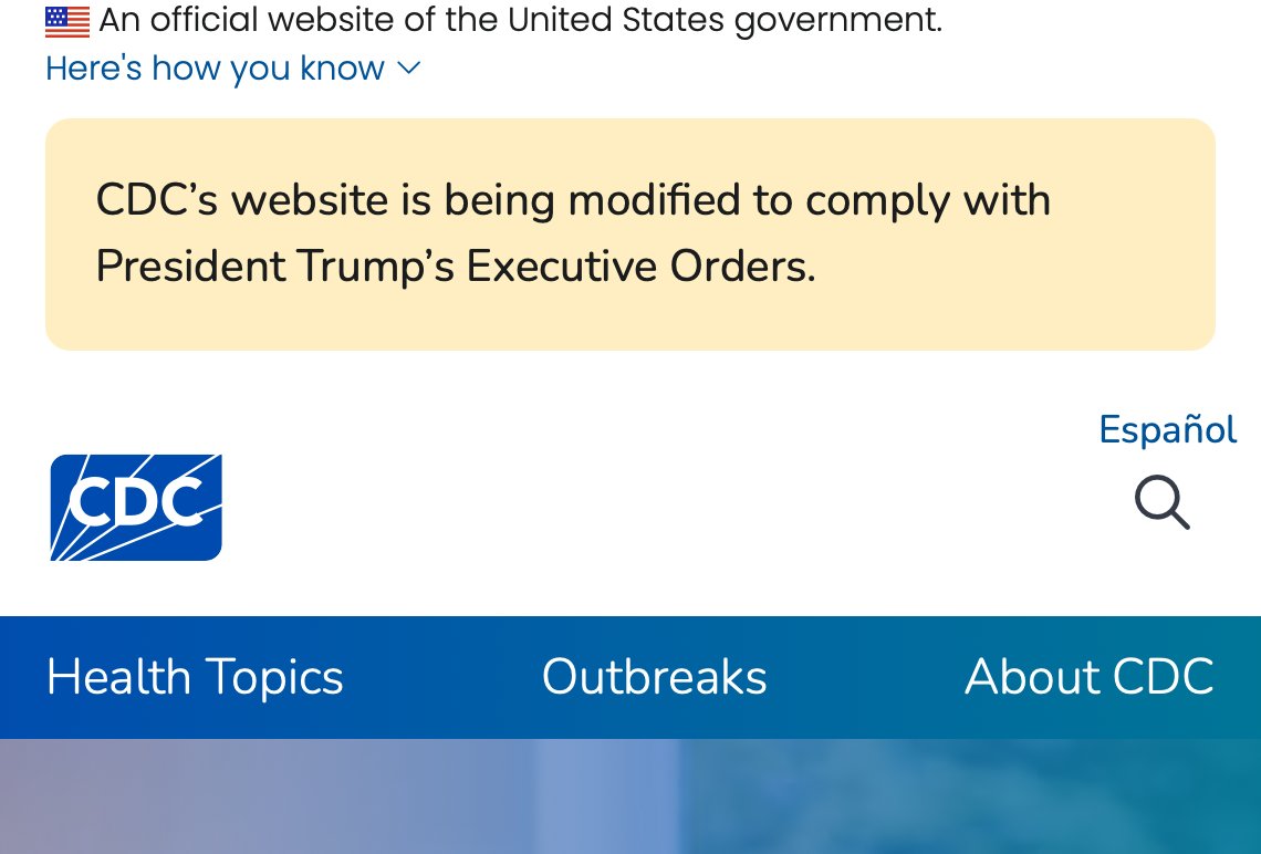 This dystopian banner is being shown on the CDC's website.