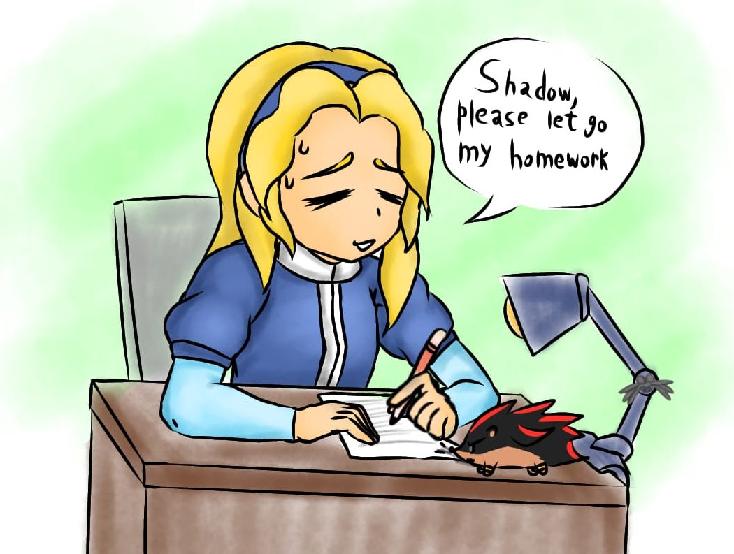 Shadow John Wick the hedgehog says: If homework makes Maria tired, then THE SCHOOL IS MY ENEMY!

Have this lil doodle lol, thanks for being friendly 👍