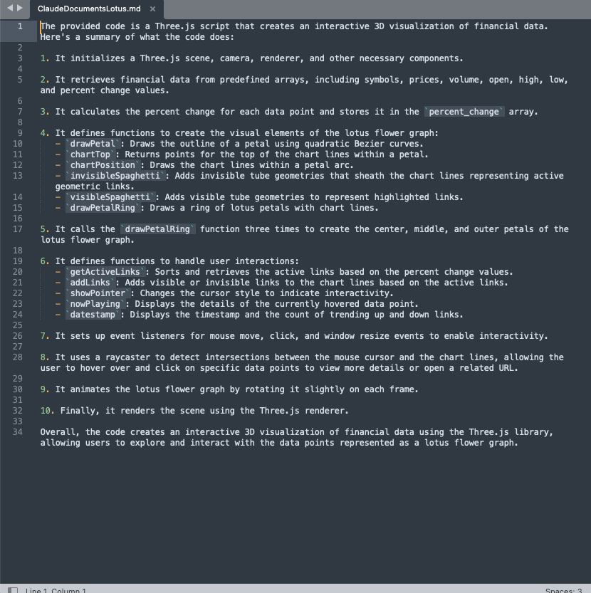 Thematizer's tweet image. Claude's original #AICodeReview from April 2024 Again, I didn't open source the IP for Lotus Petal Architecture until late 2023. So it's doubtful whether Claude could have had access to these source materials during training. Only the folks at @AnthropicAI know for sure.