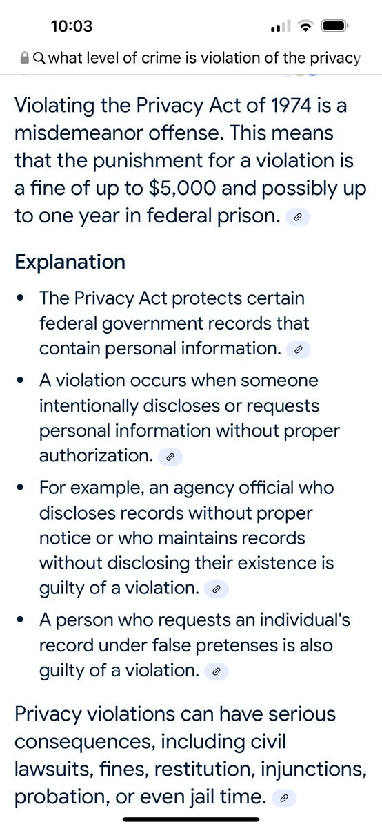 22twright's tweet photo. @maureen2912 @DoctorHenryCT It’s a violation of the Privacy Act.  If nothing else, a court order to stop him and make him relinquish the data. It’s a misdemeanor, but on a scale this large… https://t.co/Wj3psN3Ocl