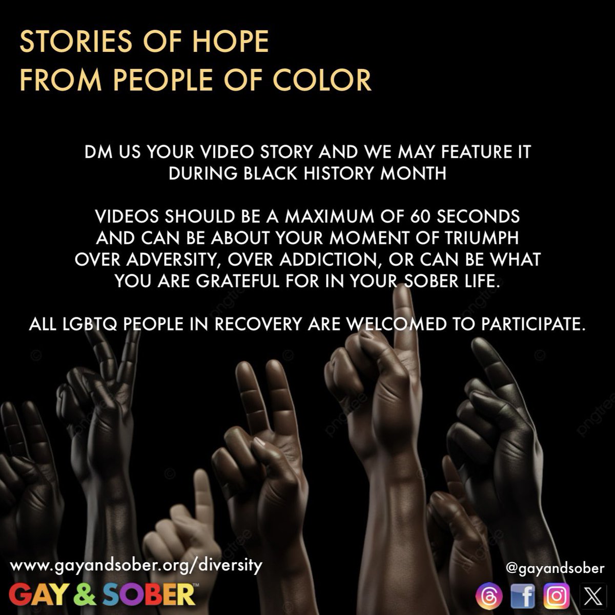 Celebrate Black History Month with us! 
gayandsober.org/diversity #BlackHistoryMonth #sobriety #lgbtq