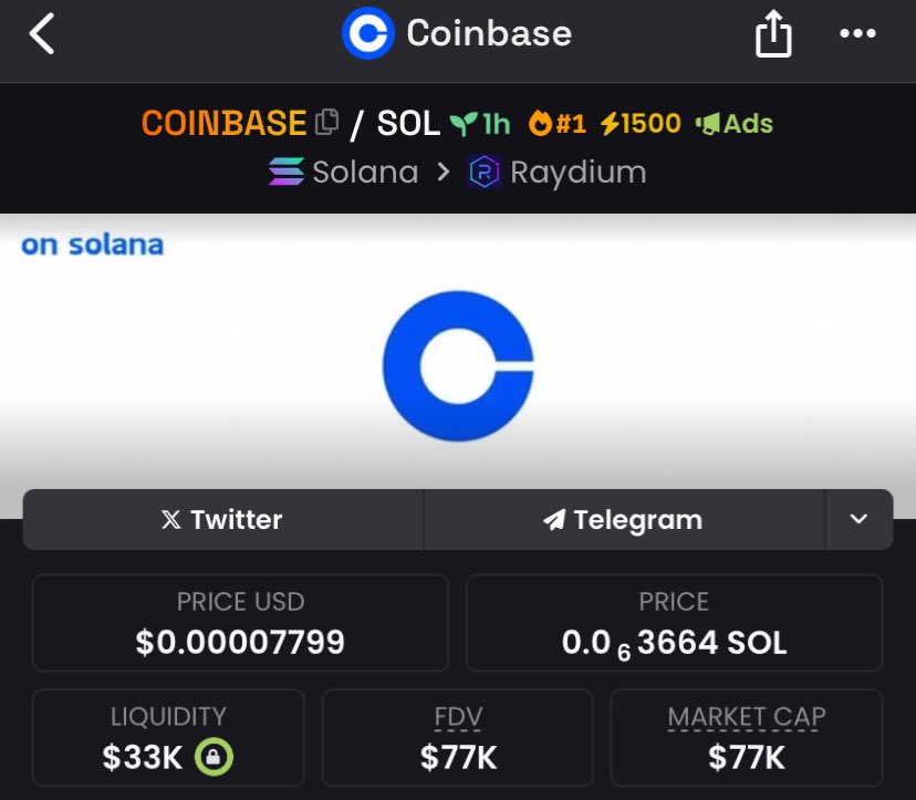 StellaLatherine's tweet photo. I caught and shared $COINBASE at $77k Mcap in my private TG
#solana #memecoins #SOL #ALLOTT #FTX #COINBASE https://t.co/ImkkxuqMNS