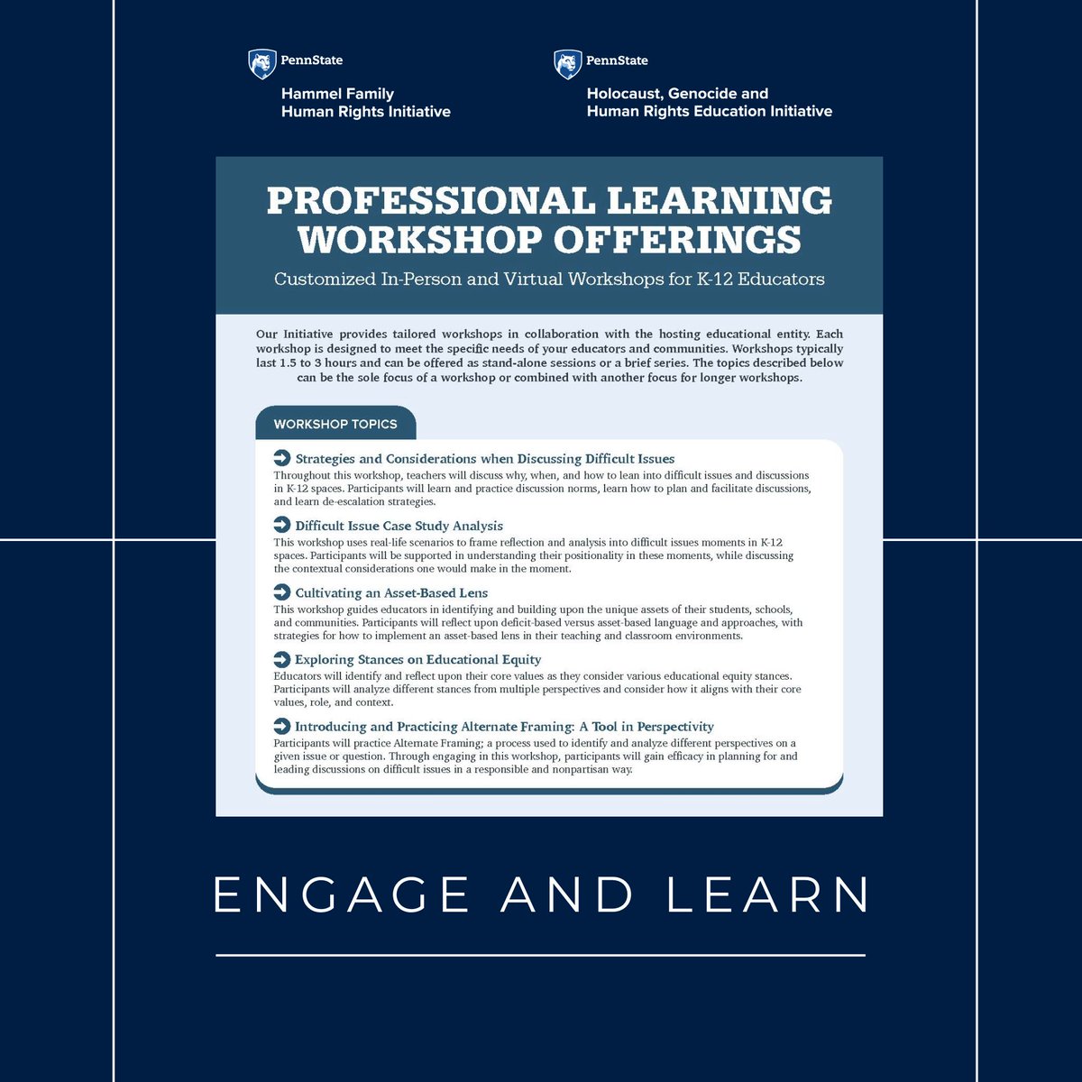 📚💡 Did you know?

We offer customized workshops to fit your district’s unique needs! 🙌 From year-long learning communities to tailored sessions, we’re here to support educators &amp; tackle challenges together. 🌟

Let’s create meaningful change!

#EmpoweringEducators #education