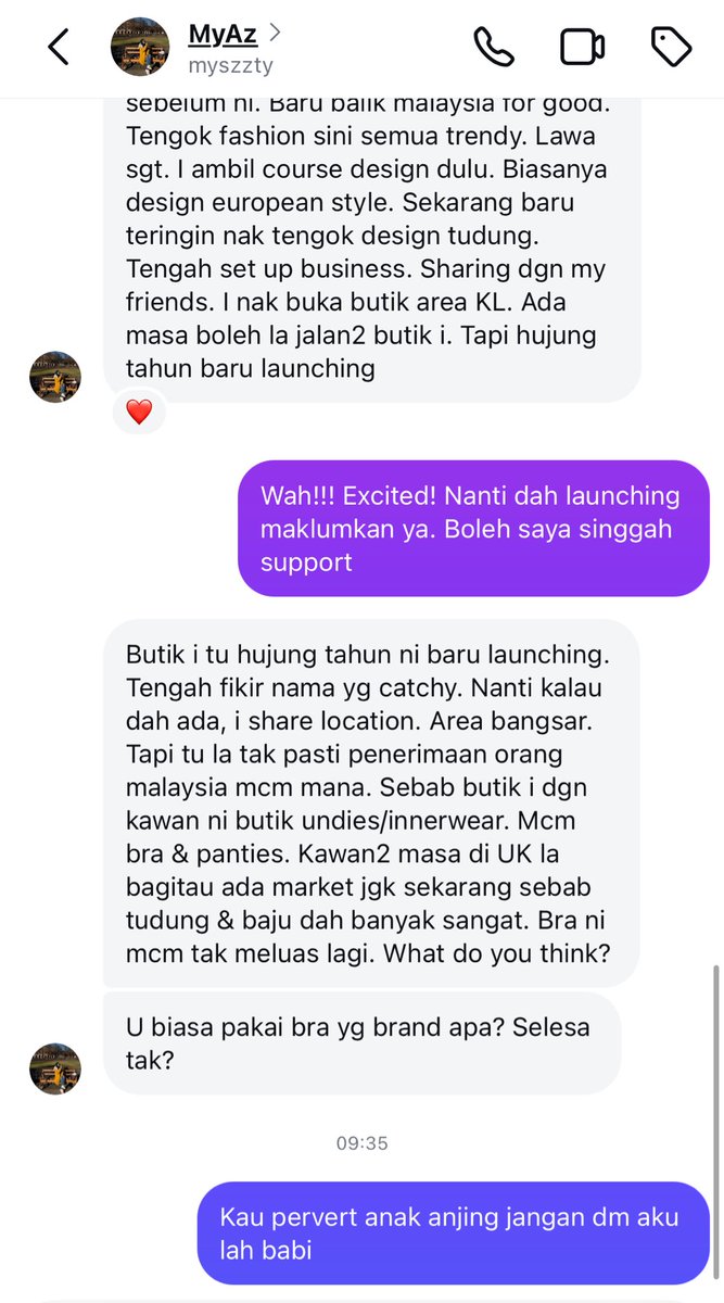 markonahajis's tweet photo. Normalise maki pervert tersial macam ni. 

Ni bukan first time aku dapat dm macam ni. Dulu tanya beli baju dekat mana (using different accounts) Then tiber tanya pasal bra. 

Anak babi betul https://t.co/ATCesZOSgQ
