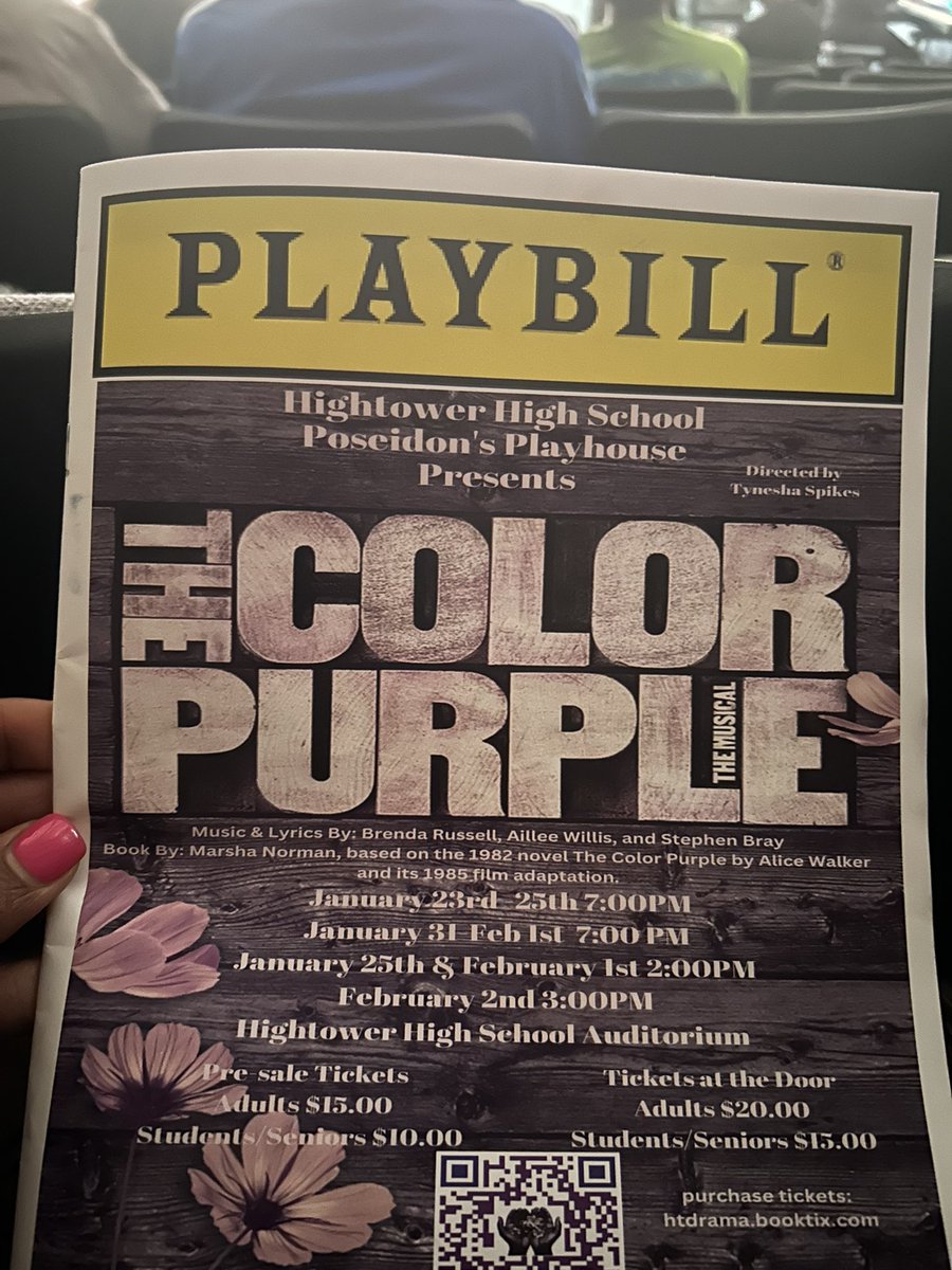 ShekaDow's tweet photo. Huge shoutout to the talented students of Hightower High School—you all did an AMAZING job in The Color Purple! 🎭👏 The performances, the energy, the passion—everything was top-tier! Y’all brought the story to life in such a powerful way. Bravo! 💜✨ #TheColorPurple #HightowerHS https://t.co/sRoc9hlqE5