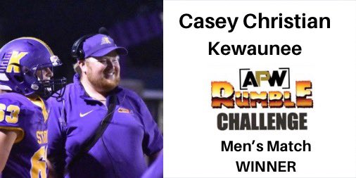 Yeet!

Kewaunee’s Casey Christian draws Main Event Jey Uso at No. 20 and wins a record third men’s #APWRumbleChallenge