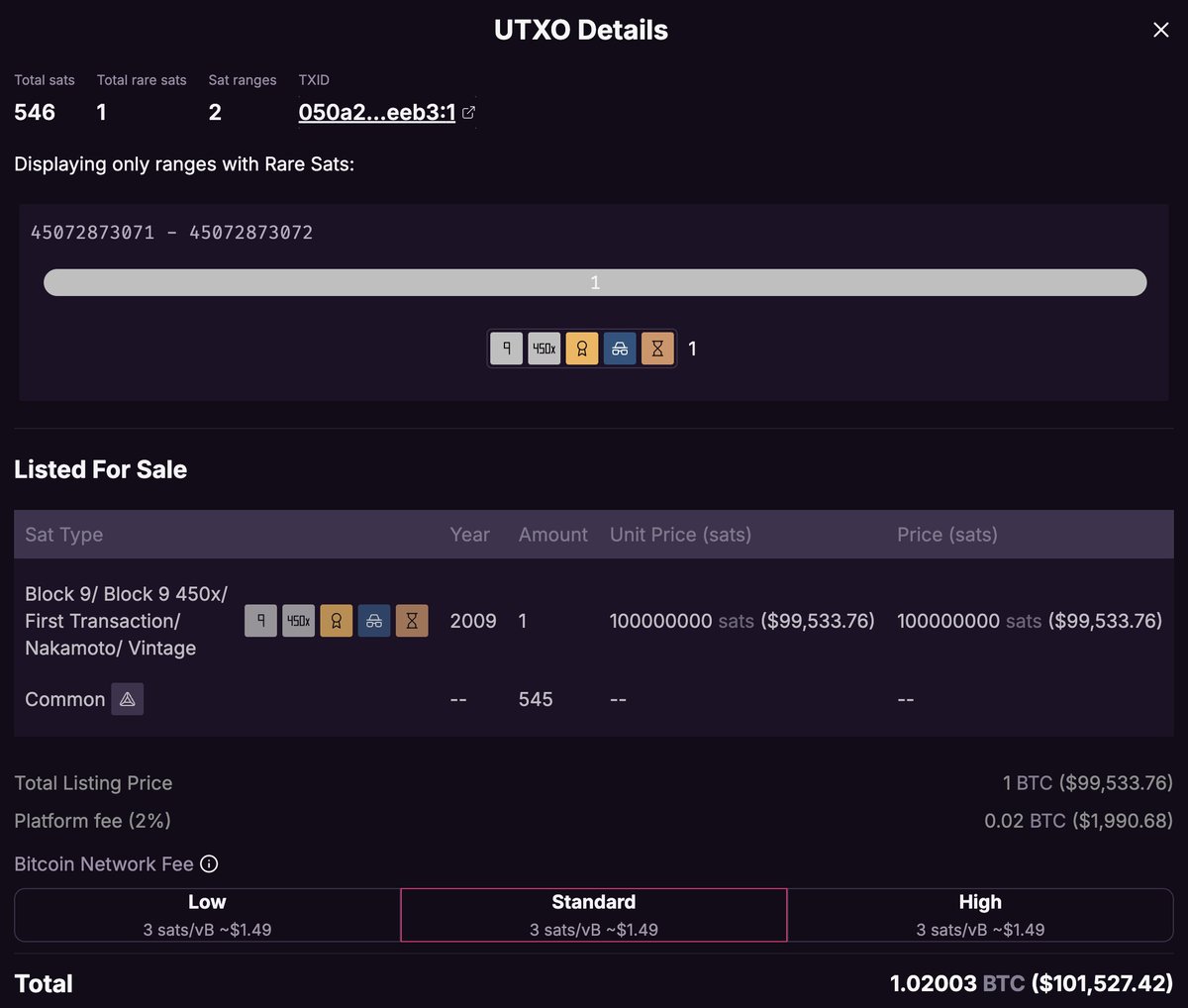 NonceHash's tweet image. Buy a Satoshi from 2009 for... $100,000 using this extremely transparent interface