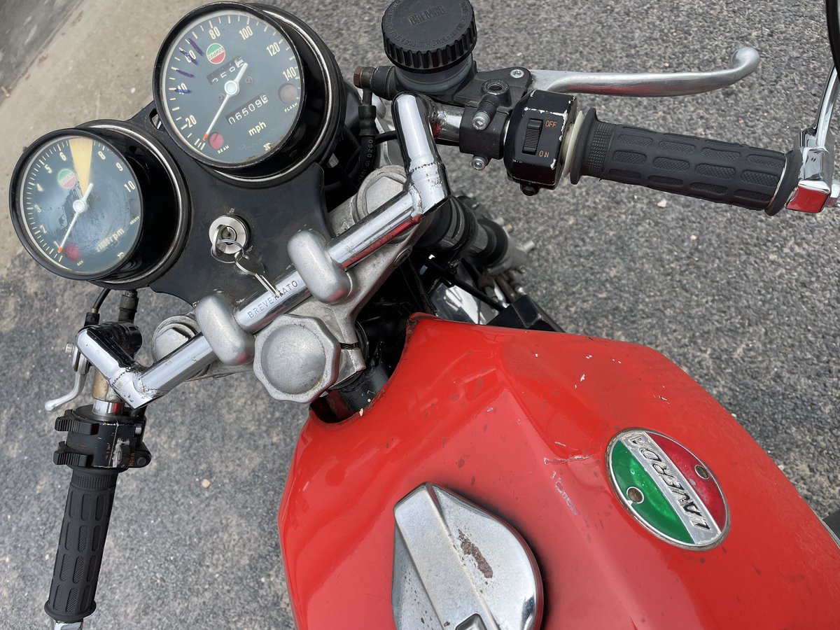 Running, registered and back on the road. Apparently good for 140mph, but no … #laverda