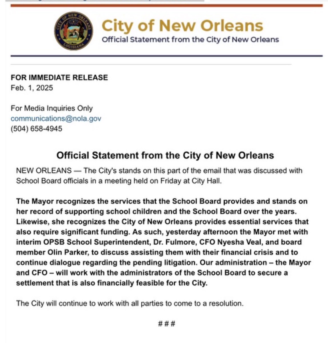 There is nothing to negotiate. A deal is a deal. There is no backing out or changing material terms. The Administration accepted the deal. All of this was discussed publicly. No one objected before the Council voted.  The Mayor signed the ordinances approving funding in 2025.