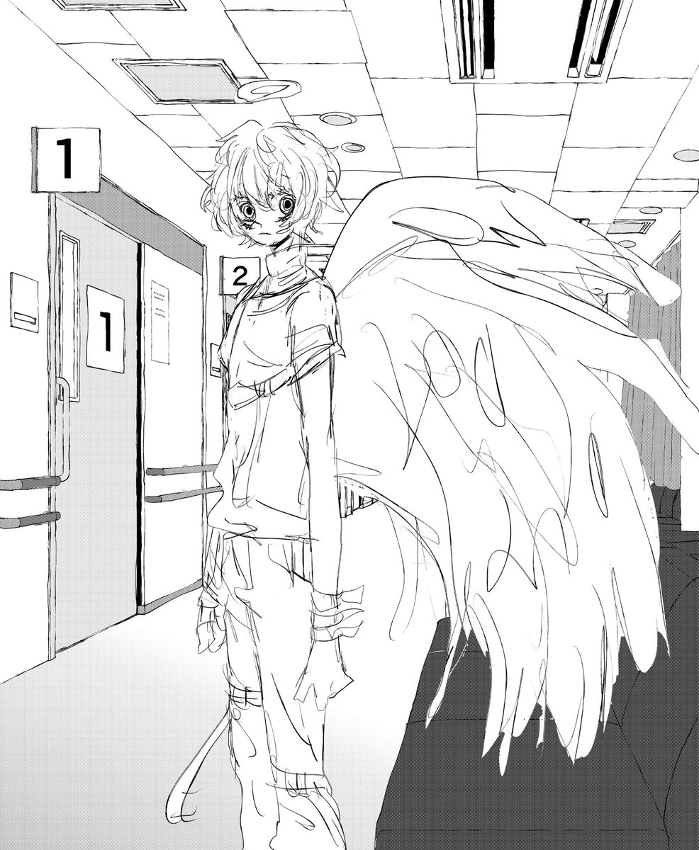 病院にいる 