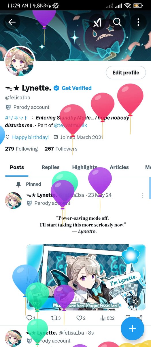 .. Banyak balon. 
Sama seperti saat Lyney melakukan pertunjukan sulap.