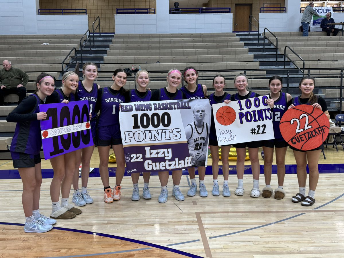 Red Wing Girls Basketball (@rwgbb) on Twitter photo Wingers come away with a 65-45 win over the Falcons today! <a href="/IGuetzlaff/">Izzy Guetzlaff</a> led the way with 16 points and 10 rebounds, <a href="/alexaguetzlaff/">alexa guetzlaff</a> had 13 points and <a href="/brynguse01/">Bryn Guse</a> had 12.
Congrats to <a href="/IGuetzlaff/">Izzy Guetzlaff</a> for going over the 1,000 point mark!!!! Wingers come away with a 65-45 win over the Falcons today! <a href="/IGuetzlaff/">Izzy Guetzlaff</a> led the way with 16 points and 10 rebounds, <a href="/alexaguetzlaff/">alexa guetzlaff</a> had 13 points and <a href="/brynguse01/">Bryn Guse</a> had 12.
Congrats to <a href="/IGuetzlaff/">Izzy Guetzlaff</a> for going over the 1,000 point mark!!!!
