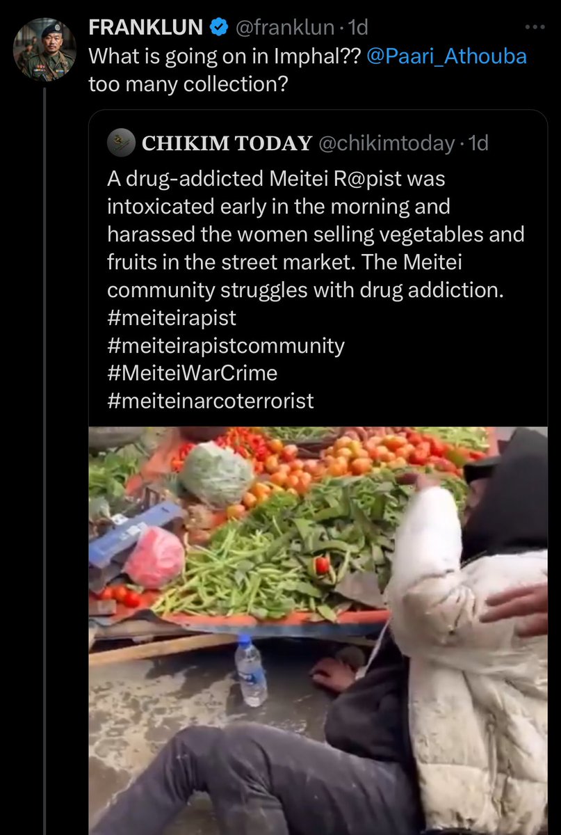 They (the narco-terrorist separatist groups belonging to Chin-Kuki) think they are winning. So, dare to tagged me!

The drugs that have been flawlessly smuggled from Myanmar by your kindred narco-terrorist groups have devastated the lives of thousands of youths, not only in