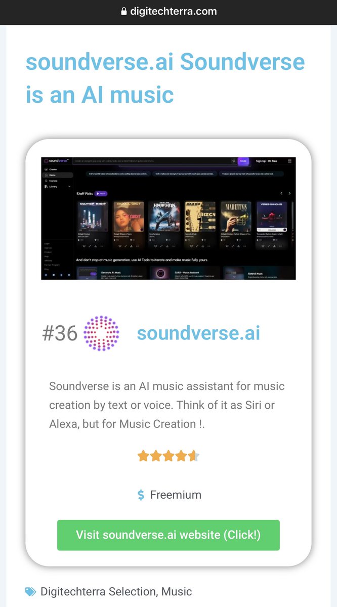 digitechterra's tweet photo. https://t.co/paRCrib8pt Soundverse is an #AI_music https://t.co/tKFiac8mEx
