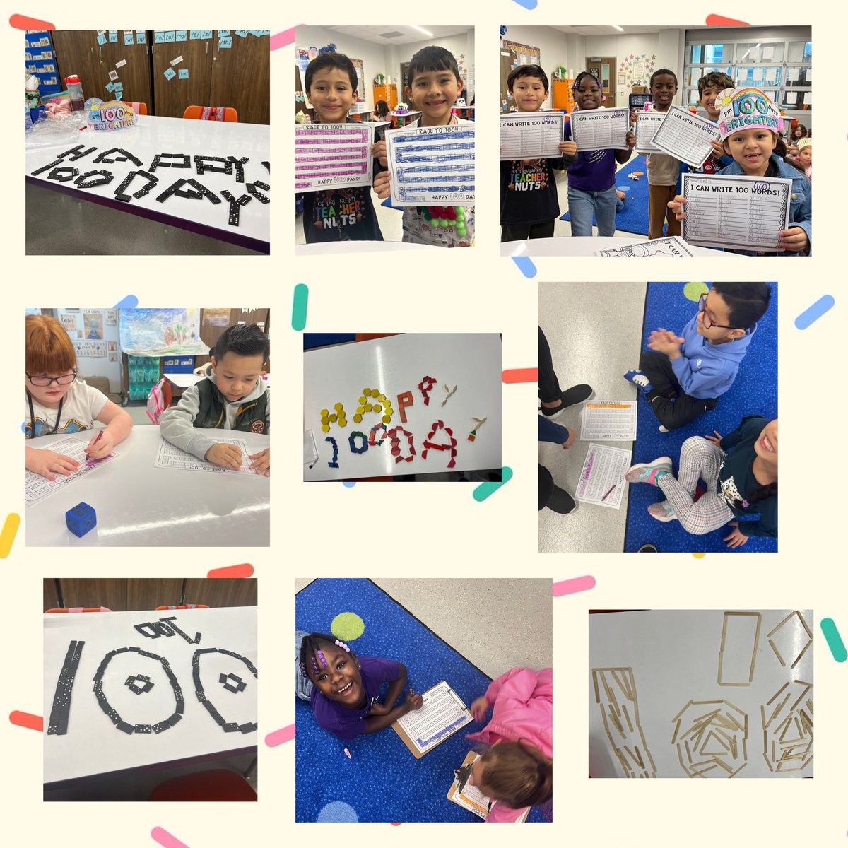 MrsJohnson_LLE's tweet photo. 100th Day Hooray!!! 
The #FabulousFirsties celebrated the 100th Day of School with STEM challenges, a race to 100 math game, and a word writing activity! We had so much fun learning and celebrating our first 100 days of school! #ShineOn #TheWildcatWay @HumbleISD_LLE @HumbleISD https://t.co/91Wa5ts7B6