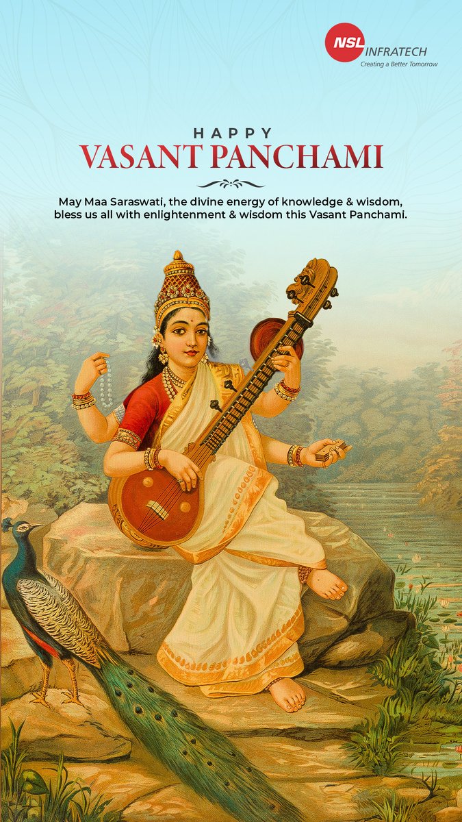 infratech_nsl's tweet photo. Maa Saraswati, the divine light guiding us toward wisdom, fairness, and a better life. Wishing you all a joyful Vasant Panchami!
#NSLInfratech #NSLGroup #VasantPanchami #MaaSaraswati #WisdomAndKnowledge #DivineBlessings #FestiveSpirit https://t.co/8XmVih4AkK