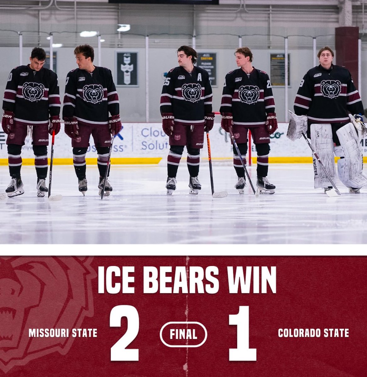 And again…

That’s an Ice Bears W!!! MoState takes the series sweep after two wins against the Rams!

The Bears are in Colorado again on Feb 14th and 15th after a week off to take on University of Colorado-Boulder. 

Let’s go Bears!!
