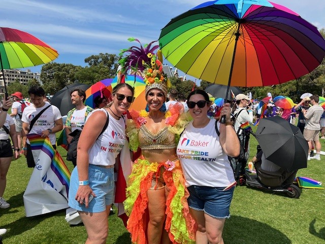 BakerResearchAu's tweet photo. Great vibes and plenty of🌞at the #MidsummaPrideMarch🌈today. Fabulous to be part of this event, alongside many of our hospital &amp; MRI colleagues. Big thanks to our chief organiser, Marcel Michla. 🏳️‍🌈❤️ https://t.co/JJhXWdviJi