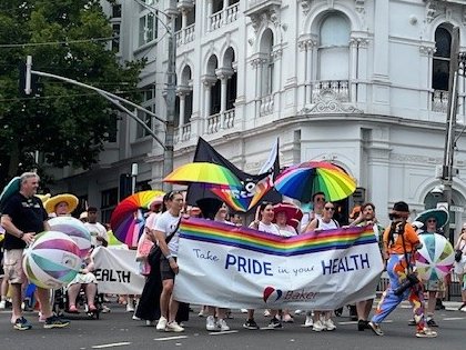 BakerResearchAu's tweet photo. Great vibes and plenty of🌞at the #MidsummaPrideMarch🌈today. Fabulous to be part of this event, alongside many of our hospital &amp; MRI colleagues. Big thanks to our chief organiser, Marcel Michla. 🏳️‍🌈❤️ https://t.co/JJhXWdviJi