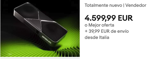 cybercaronte's tweet photo. El nuevo juguete de la especulación ... la Nvidia RTX 5090 se agotó en minutos de su venta en la web principal y al poco tiempo en eBay con precios de más del doble. La mayoría de los que la ponen en venta, vendedor particular, 0%. Una pena. #Nvidia #RTX5090 #especulación https://t.co/qG7JprPDcr