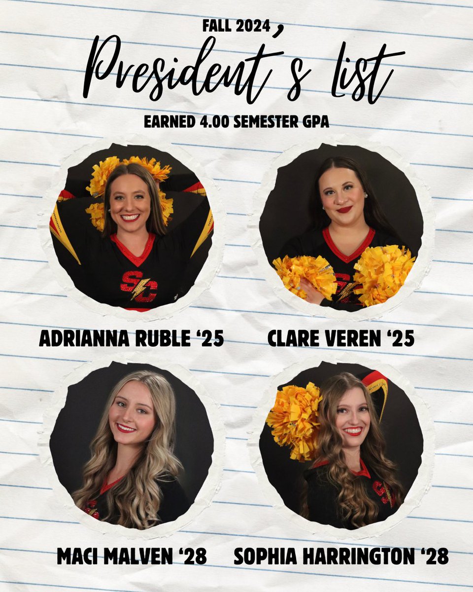 Putting the 𝙎𝙏𝙐𝘿𝙀𝙉𝙏  in student-athlete‼️

Congratulations to these dancers who made the 2024 Fall Semester President's List!✏️📚⚡️