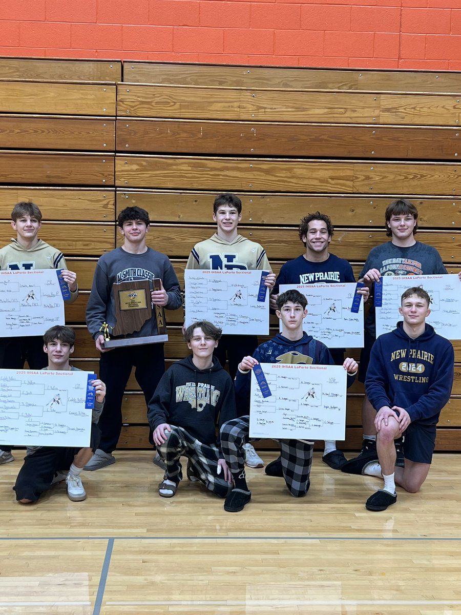 BobbyWhitenack's tweet photo. New Prairie sectional champions.  School record 9 champs.  Thanks to all the people who make gears turn.  @NewPrairieWR https://t.co/tsZmyk1VZI