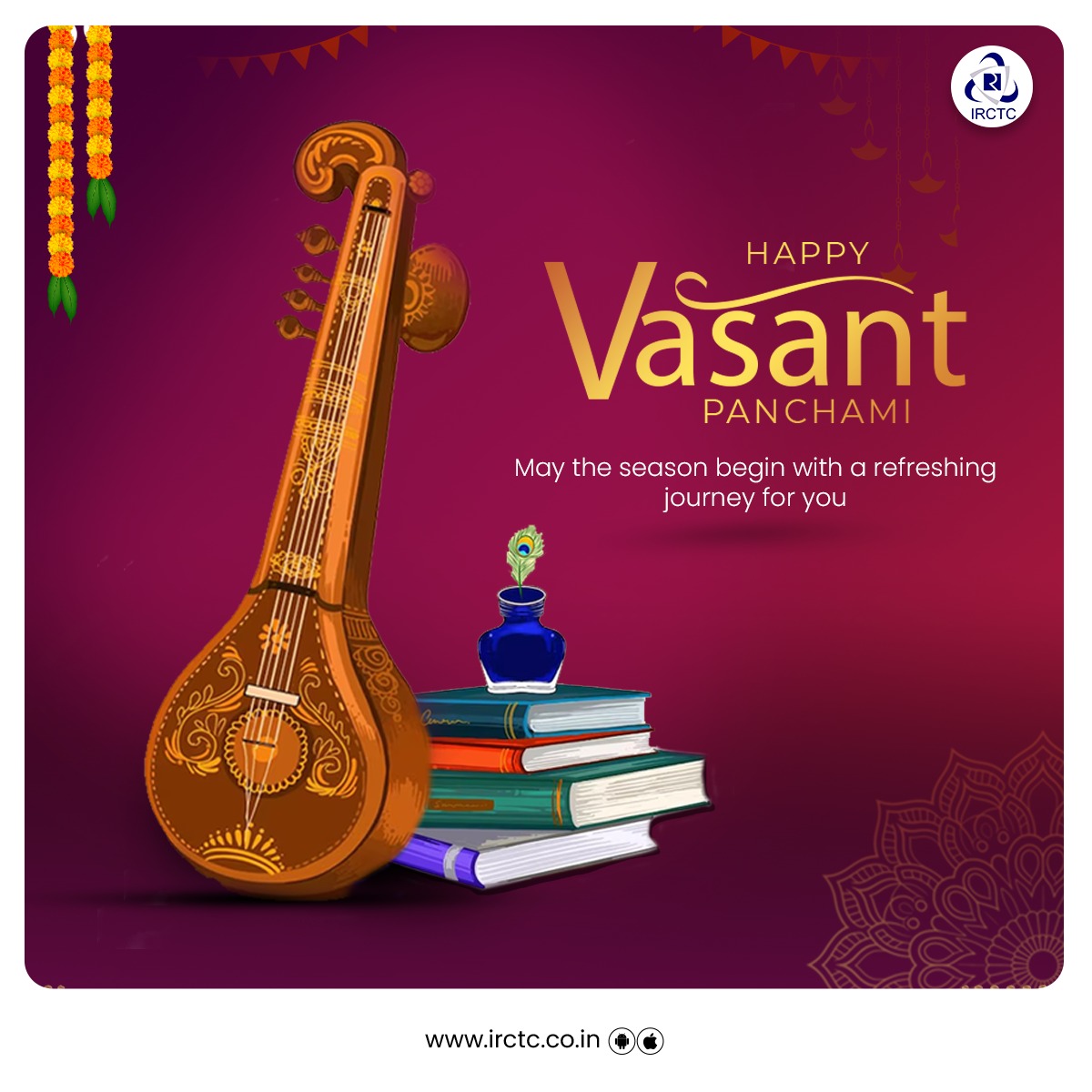 IRCTCofficial's tweet photo. Celebrate the joy of Vasant Panchami with IRCTC! Start the new season with a refreshing journey to some of the most breathtaking springtime spots of India.
#VasantPanchami #VasantPanchami #Spring #SimplifyFestiveTravel #IRCTC https://t.co/v9Y9JkDckb