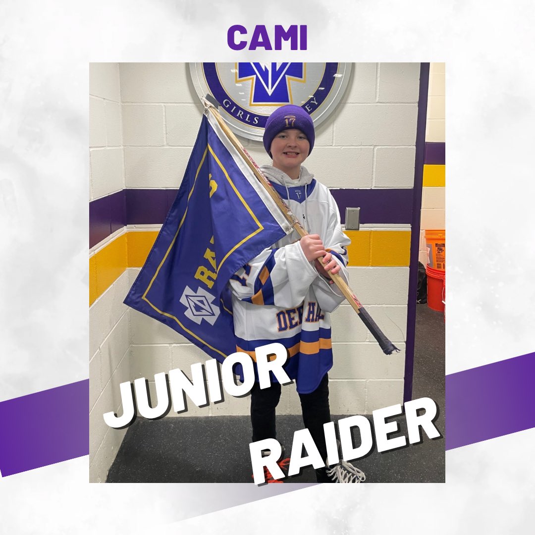 On this special Live Like Mick night, a huge shoutout to our incredibly energetic Junior Raider Cami for leading our girls onto the ice against Holy Family!