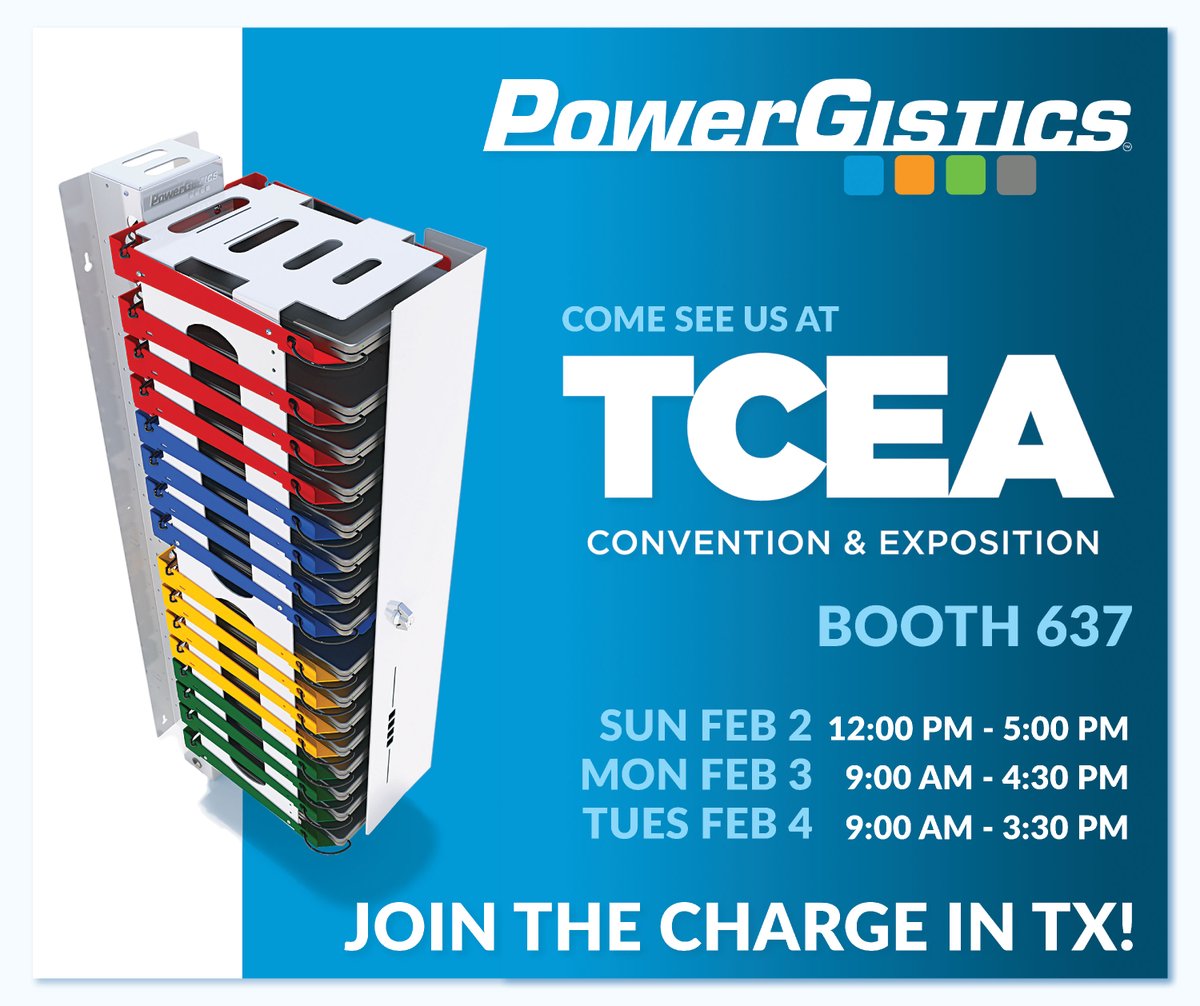 PowerGistics is heading to TCEA 2025 in Austin, TX!  Join us at Booth 637 to see how our innovative charging solutions are making device management more efficient for schools. #TCEA2025 #PowerGistics #EdTech #ChargingSolutions #K12Tech #DeviceManagement