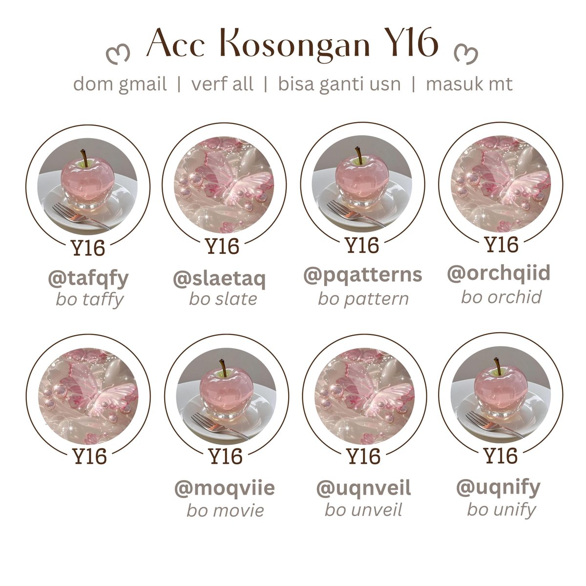 𓈒   ୭ৎ   WTS ACC KOSONGAN V ALL  +  𝅄  𓈒

   ⚚  9k / ea

  ✮ 𓈒  masuk Mt bisa test 
  ✮ 𓈒  verif all (no mastip)
  ✮ 𓈒  dom gmail
  ✮ 𓈒  bisa ganti usn
