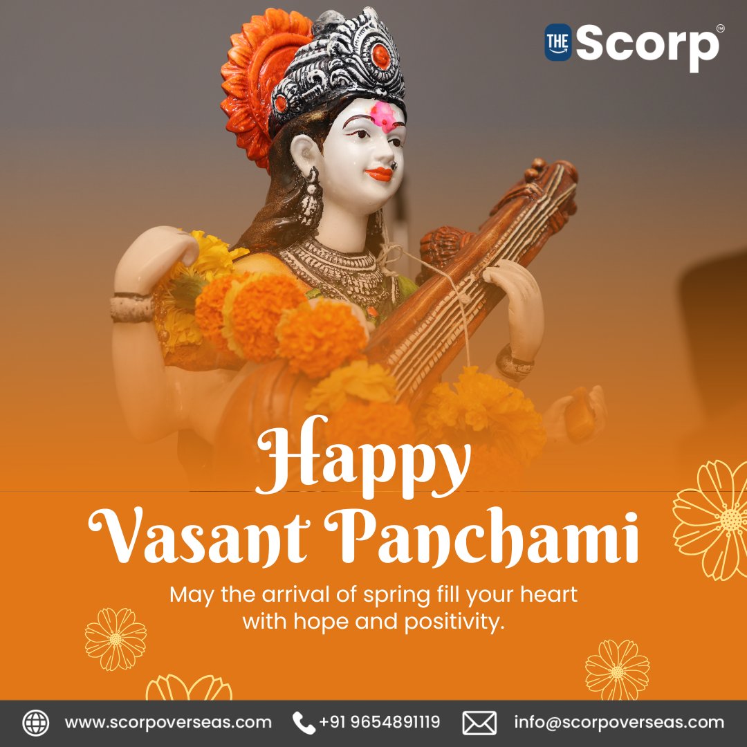 ScorpOverseas's tweet photo. 🌼🌸 Wishing Everyone a Blessed Basant Panchami &amp; Saraswati Puja! 🌸🌼

🕊️✨ Happy Basant Panchami to you and your loved ones! ✨🕊️

#BasantPanchami #SaraswatiPuja #SpringFestival #BlessingsOfKnowledge #CelebrateWisdom #FestiveVibes #VibrantSpring https://t.co/CqcQJnE6xC