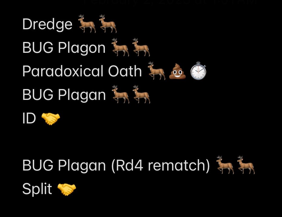 Dsitt7's tweet photo. Split Top 4 of @levelupgamesmd's Inaugural Vintage event with Oath! Only dropped 1 game all day.

A HELL of a turnout as 25 players came out to jam some 15-proxy Vintage! Excited to play more of these in the future.

Decklist in alt. Matchups below. Proxy art done by me in 2016. https://t.co/YCFjJiMU25