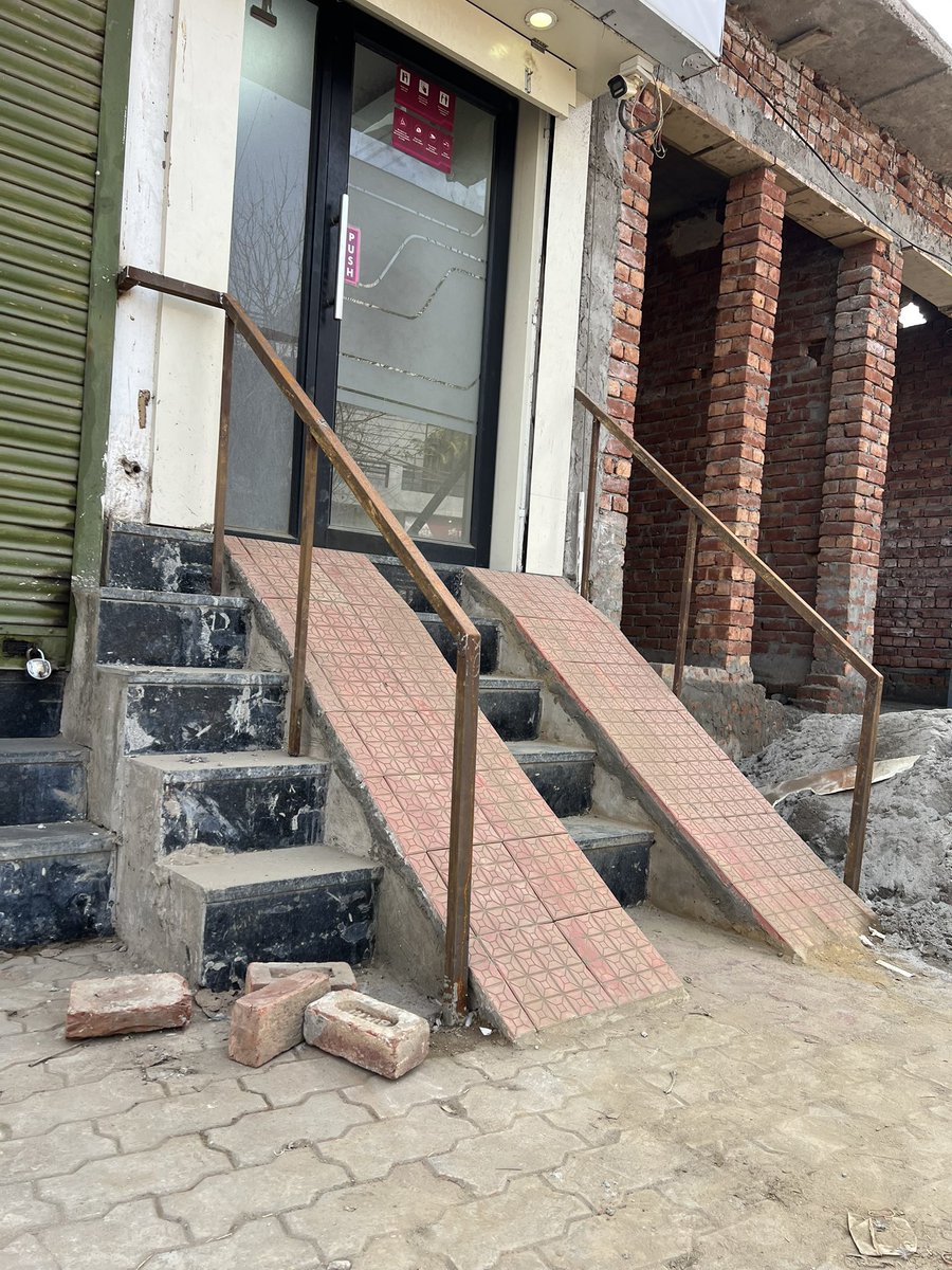Very kind of Axis Bank ATM (Brahman Majra, Ludhiana) to provide such a steep ramp for handicapped customers because as per them their wheelchairs have 1.5 Turbocharged Engine with 250 nm torque.